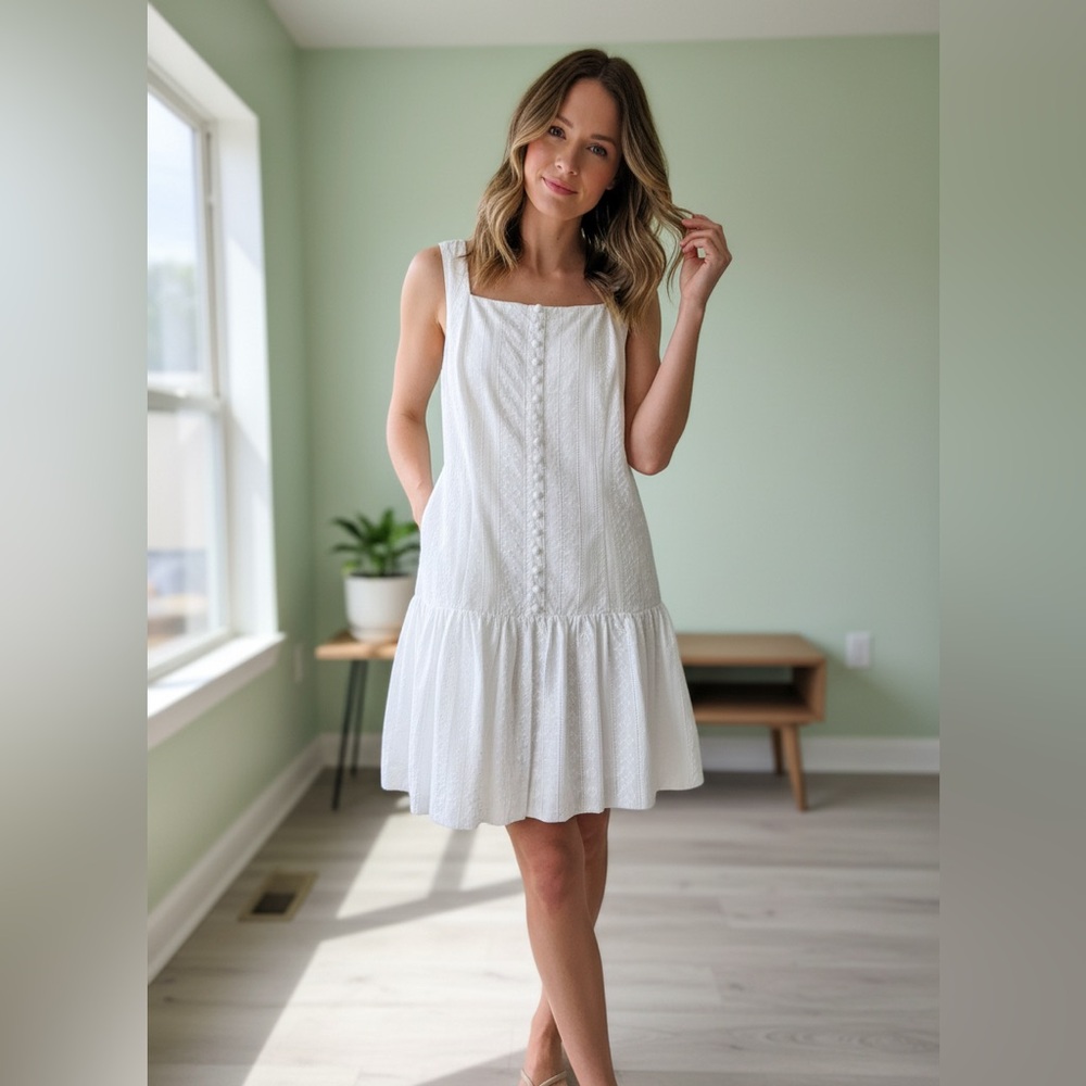 New Gianni Bini Classic White Eyelet Dress Size 12